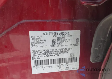 2017 Ford Edge Titanium z USA, uszkodzony, nr VIN 2FMPK4K89HBC15336